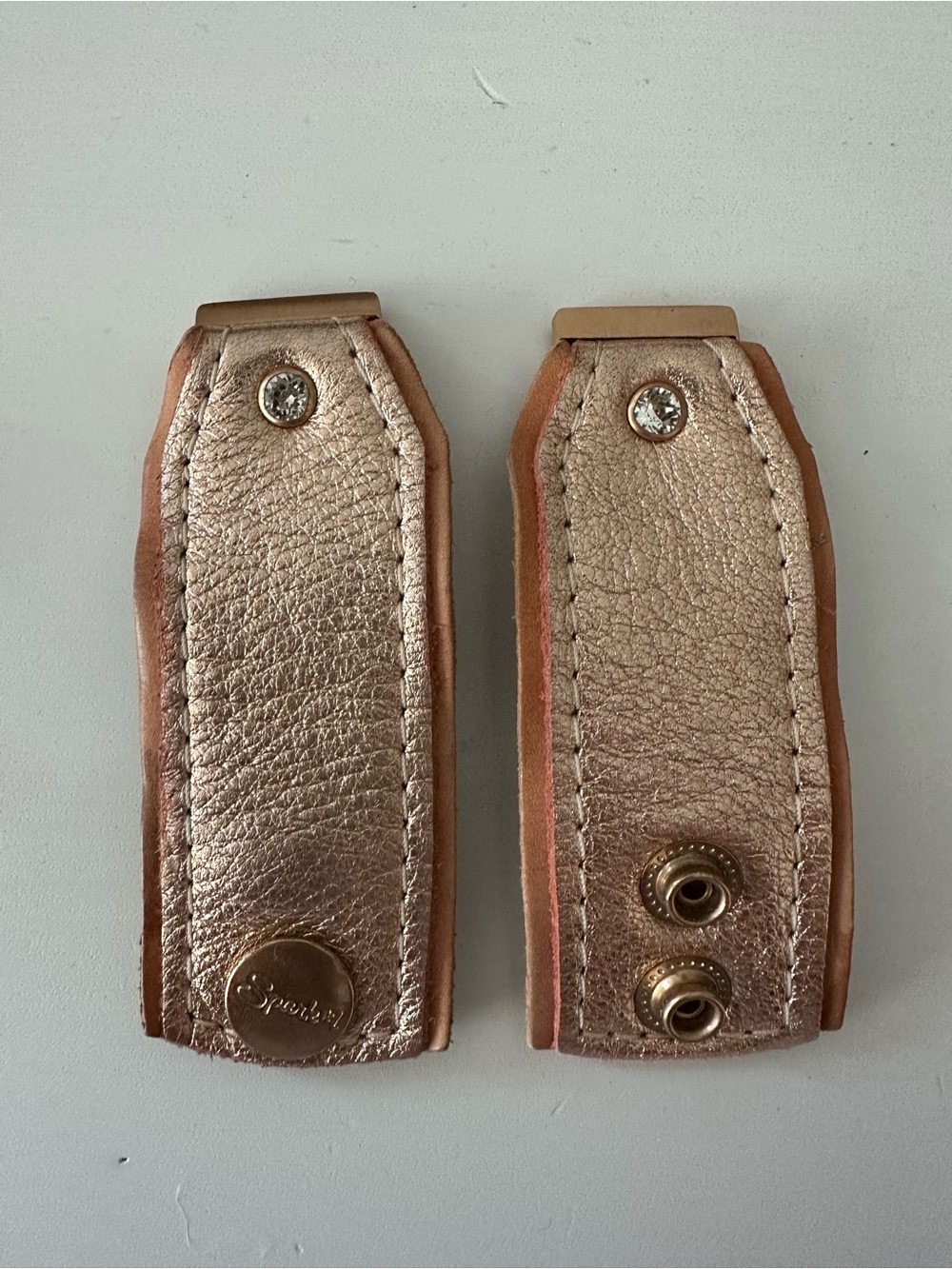 Sparkly Rose Gold Leather Watch Band Connectors